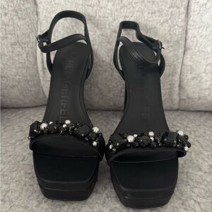 Karl Lagerfeld Black Embellished Heels